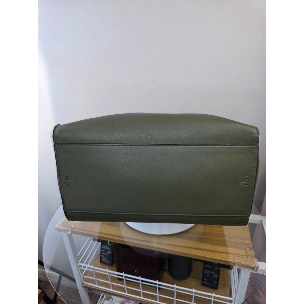 Tory Burch McGraw Mixed-Materials Tote Olive Green Leather Suede Gold Chain Bag - Picture 5 of 16